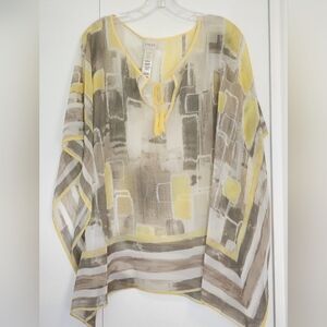 Chico's Abstract Sheer Tunic - Yellow and Brown